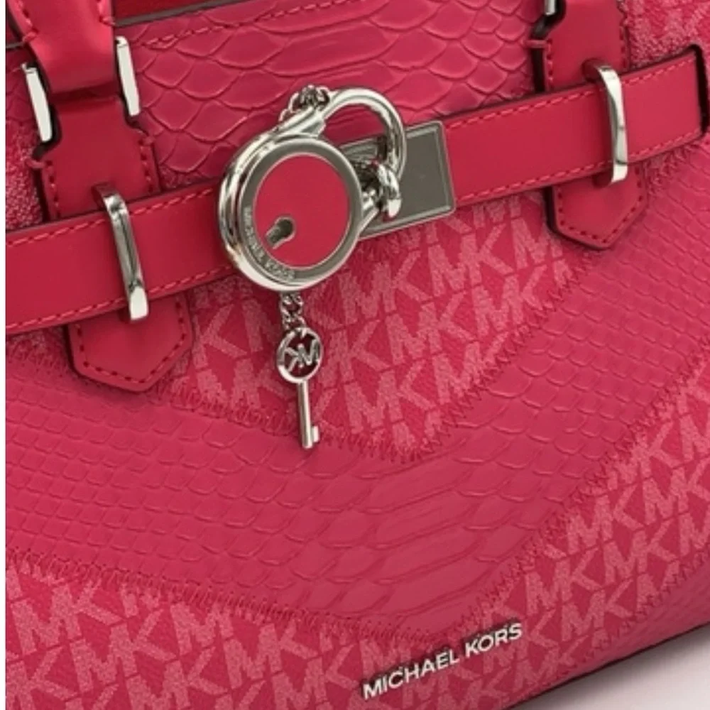 Michael Kors Hamilton Small Satchel Shoulder Crossbody Bag  Electric Pink Multi